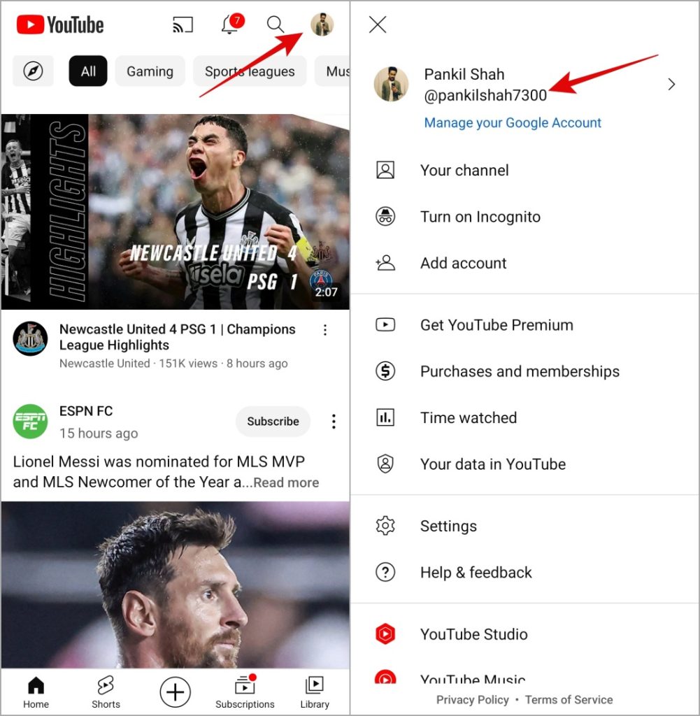 Cuenta de YouTube en Android
