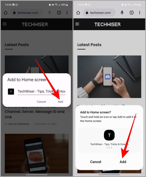 Agregar un sitio web a la pantalla de inicio en Chrome Android