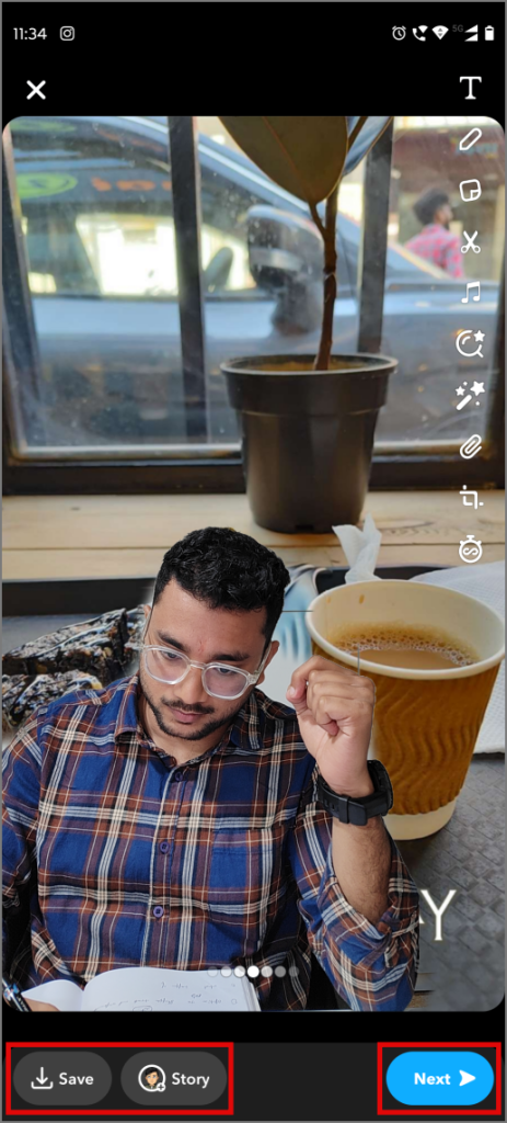 Compartiendo Snap Remixed de la cámara Roll