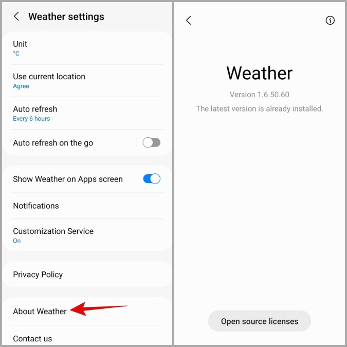 Consulte las actualizaciones de la aplicación meteorológica de Samsung