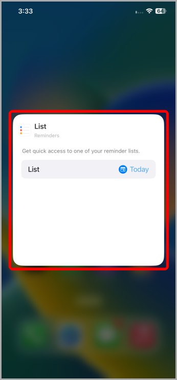 Lista seleccionada para el widget de recordatorio