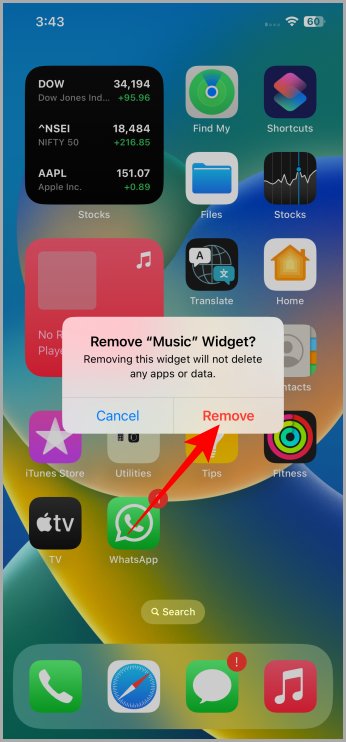 Eliminar un widget en iPhone