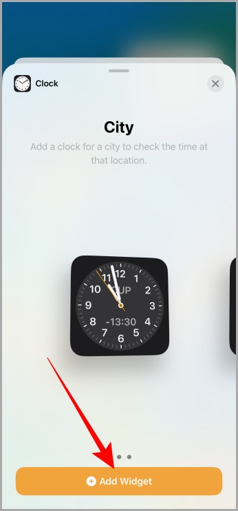 Agregar widget de reloj a la pila de widget en iPhone