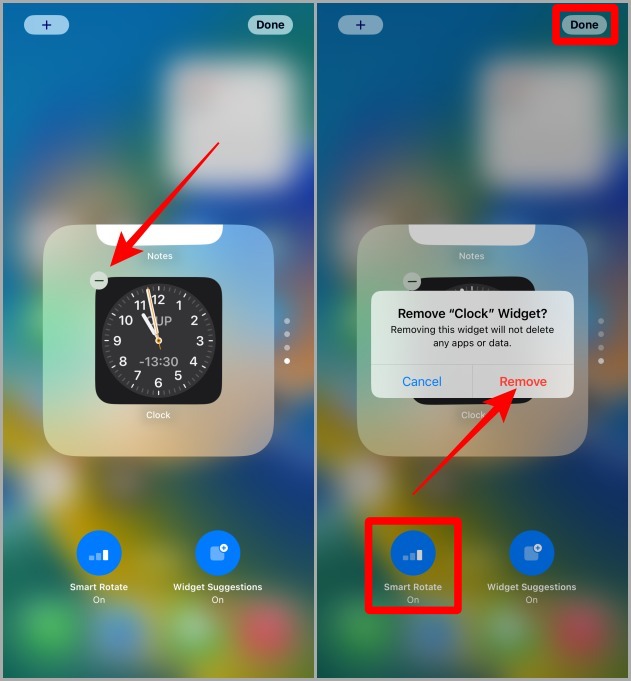 Eliminar un widget de Widget Stack en iPhone