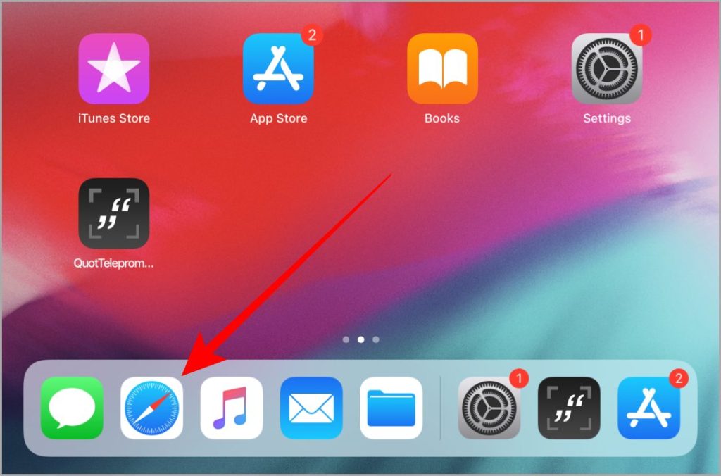 Abra el safari desde el ipad de trampolín