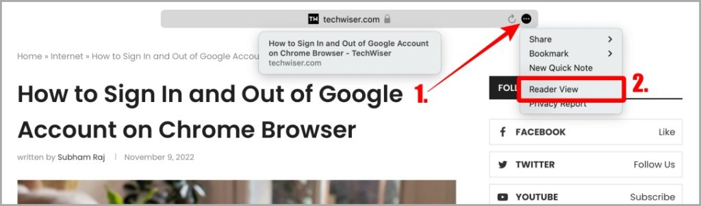 Habilitar el método alternativo de la vista del lector