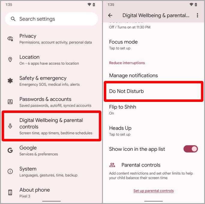 Configuración de bienestar digital Pixel Android