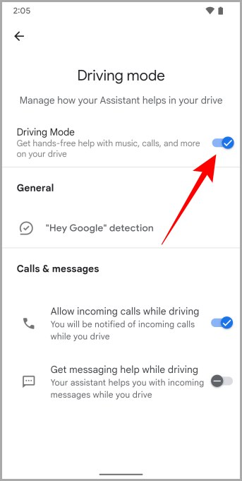 Modo de conducción deshabilitado Pixel Android