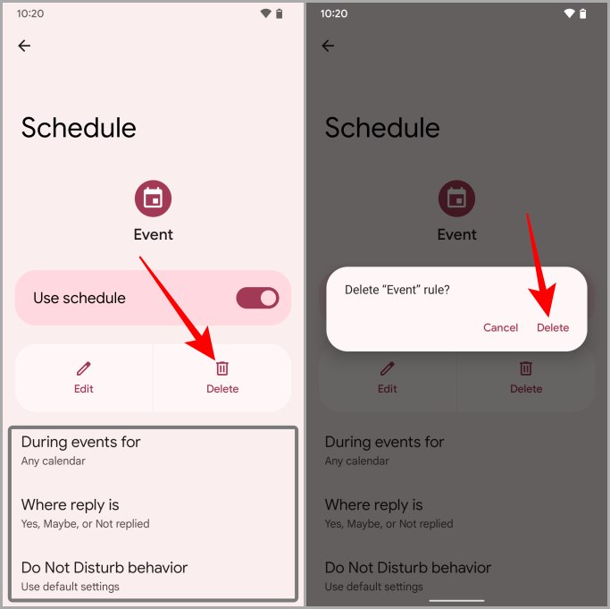 Eliminar el horario de calendario para DND Pixel en Android