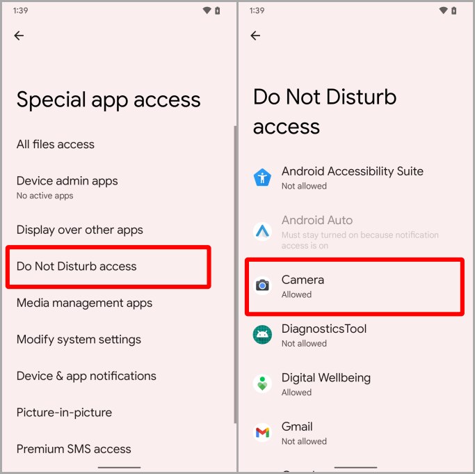 No perturbar la configuración de acceso Pixel Android