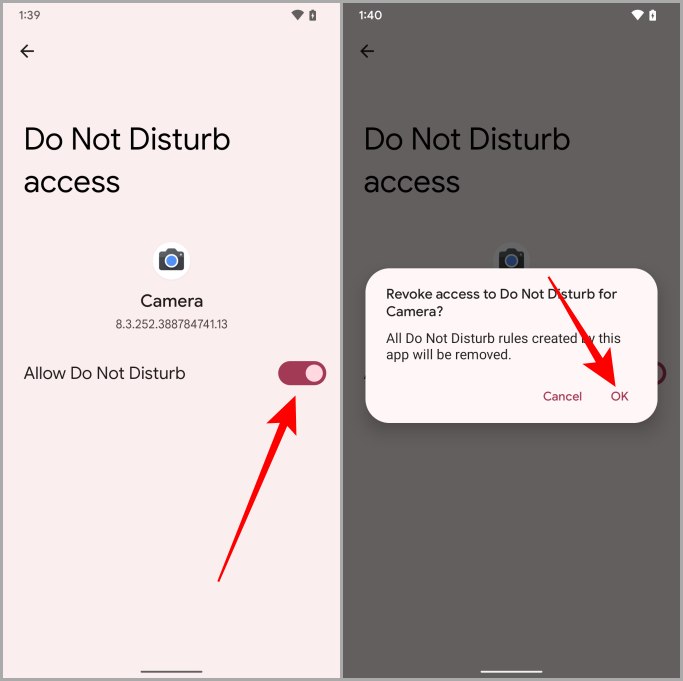 Revocar no molestar el acceso de una aplicación Pixel Android
