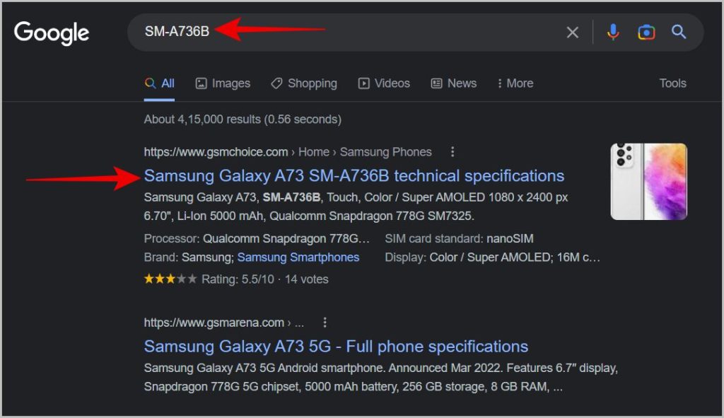 Encontrar el nombre del modelo del número de modelo