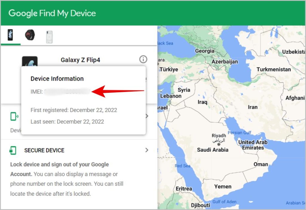 Número IMEI en Google Encuentra mi dispositivo