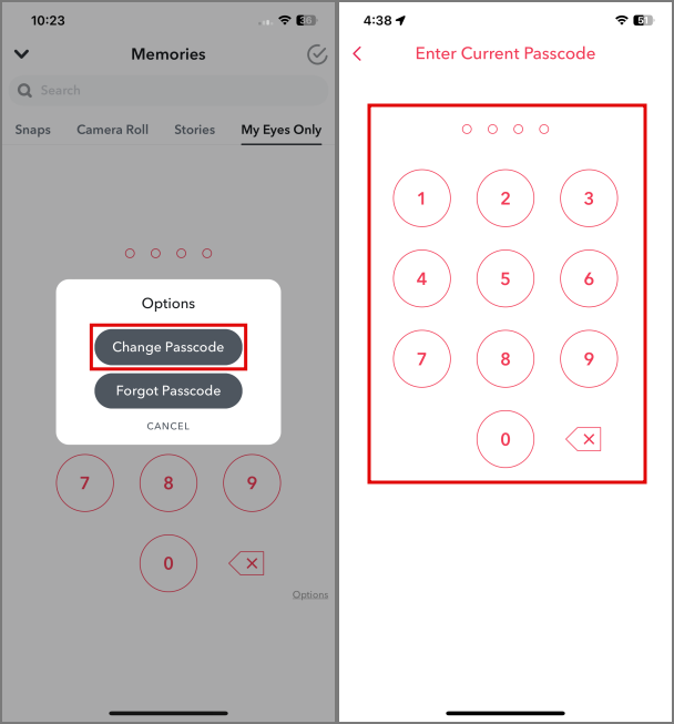 Cambiar de contraseña para mis ojos solo en Snapchat