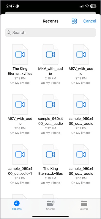 Importar un archivo MKV en iPhone