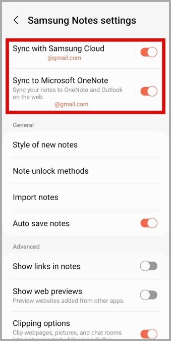 Habilitar la sincronización de la aplicación Samsung Notes en el teléfono Galaxy