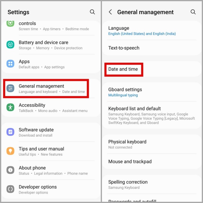 Configuración de fecha y hora en el teléfono Samsung Galaxy