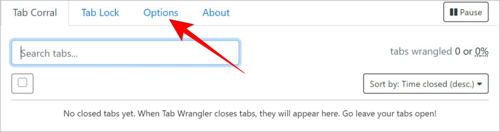 Opciones en Tab Wrangler