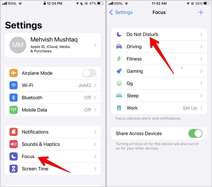 Modo DND de iOS 15 bajo enfoque