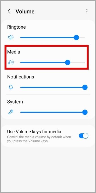 Nivel de volumen de medios en Android