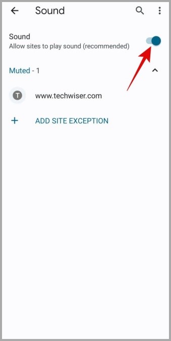 Habilitar permiso de sonido para sitios web en Chrome para Android
