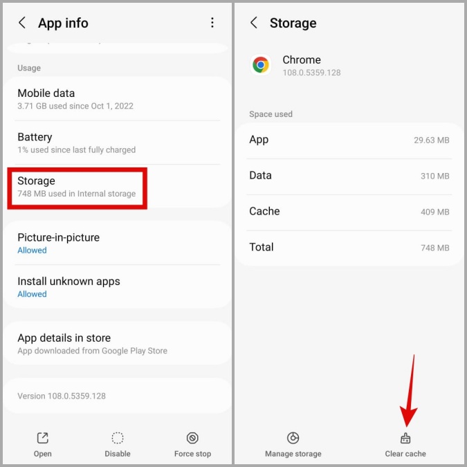 Borre los datos de caché de Google Chrome en Android
