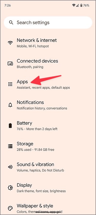 Seleccione aplicaciones en Android