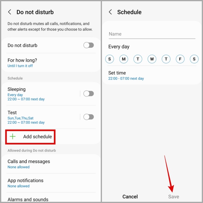Configurar DND para comenzar automáticamente en Android
