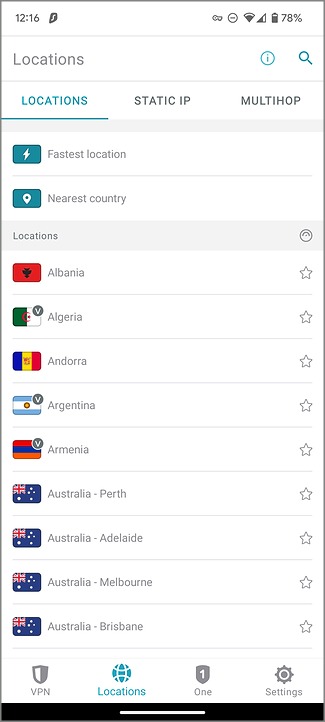 Cambiar el servidor VPN en Android