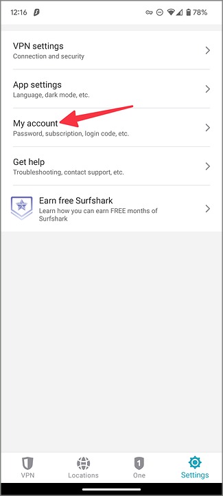 Verifique la cuenta VPN en Android