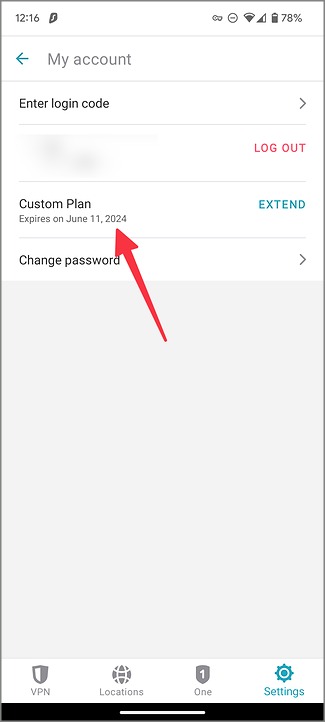 Verifique el plan VPN en Android