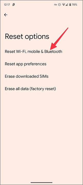 Restablecer la configuración de la red en Android