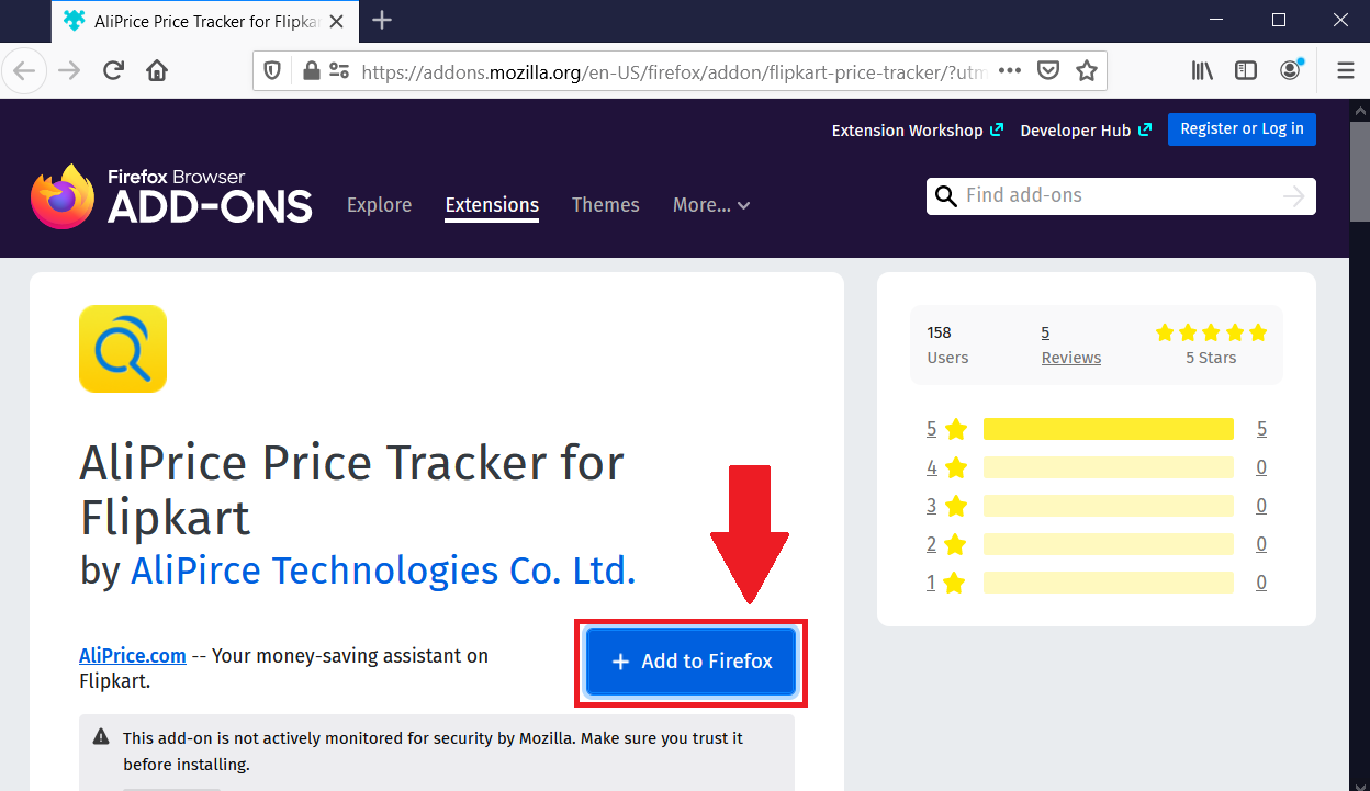 Extensión del rastreador de precios de Flipkart para Firefox y Google Chrome
