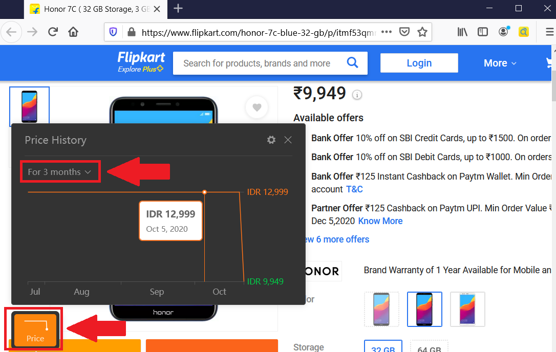 Extensión del rastreador de precios de Flipkart para Firefox y Google Chrome