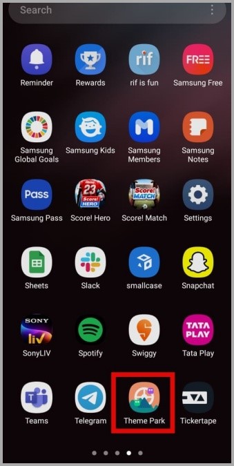Aplicación del parque temático en el teléfono Samsung Galaxy