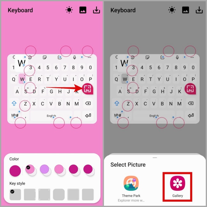 Aplicar antecedentes personalizados al teclado Samsung en el teléfono Galaxy