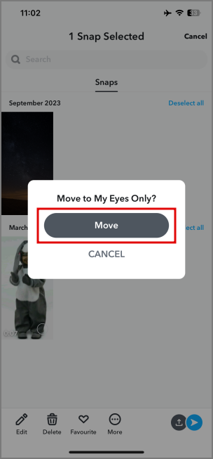 Confirmando el movimiento a mis ojos solo en Snapchat