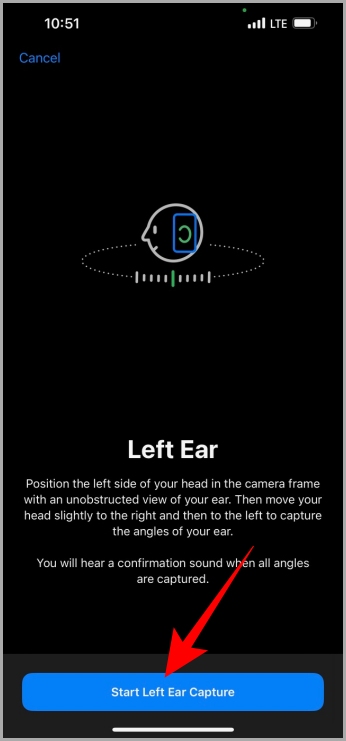 Captura del oído izquierdo para audio espacial personalizado