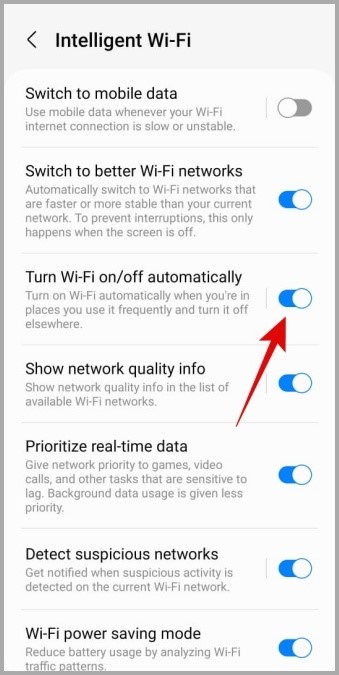 Desactive activar o desactivar Wi-Fi automáticamente en Android
