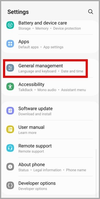 Gestión general en el teléfono Android
