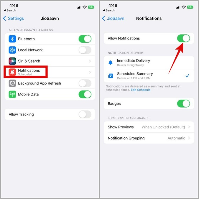 Habilitar notificaciones para la aplicación en iPhone