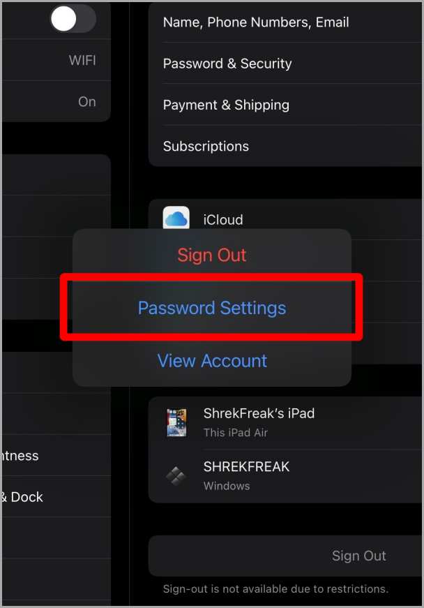 Configuración de medios y compras iPad