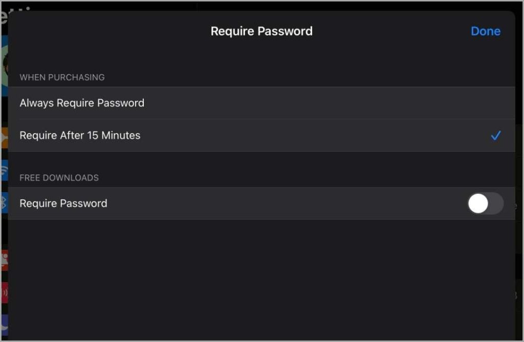 Requerir Configuración de contraseña iPad