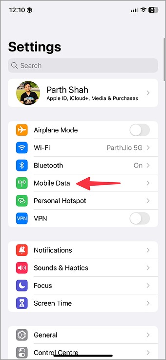Datos móviles en iPhone
