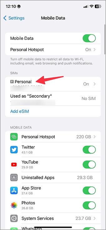 Sim principal para Snapchat