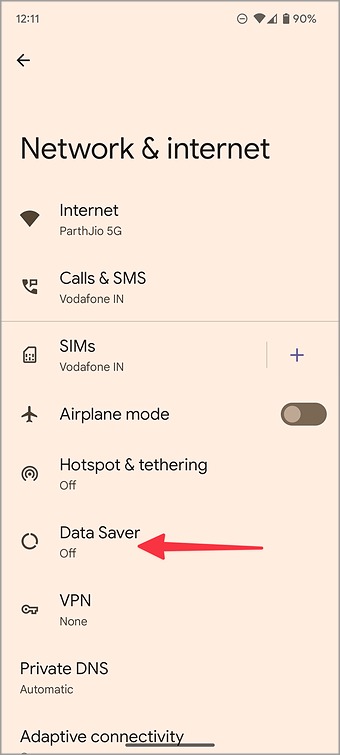 Abra la red e internet en Android