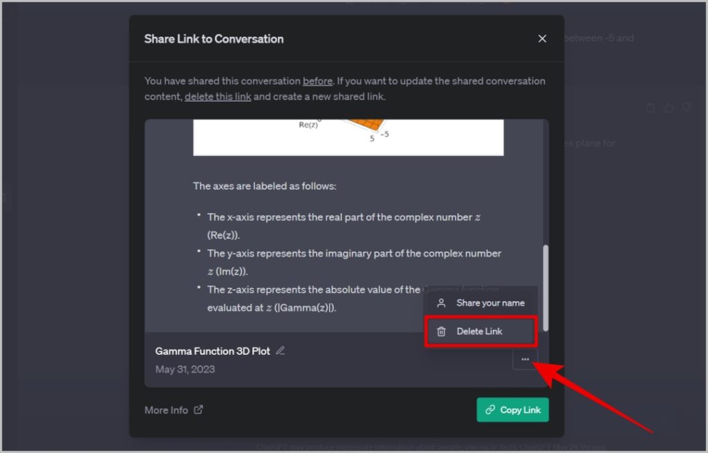 Eliminar el enlace de chatgpt