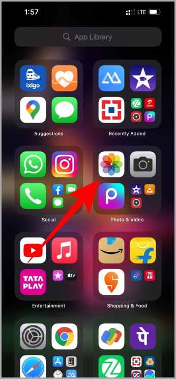 IPhone de la biblioteca de aplicaciones
