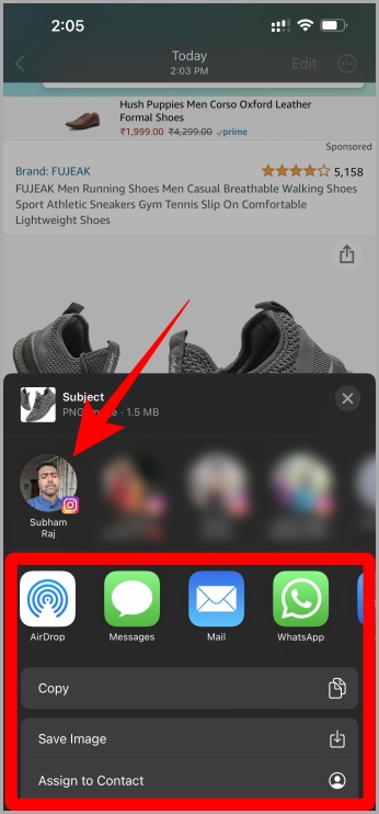 Compartir asunto levantado iPhone