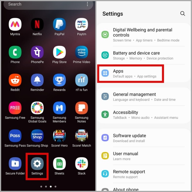 Aplicaciones en el teléfono Samsung